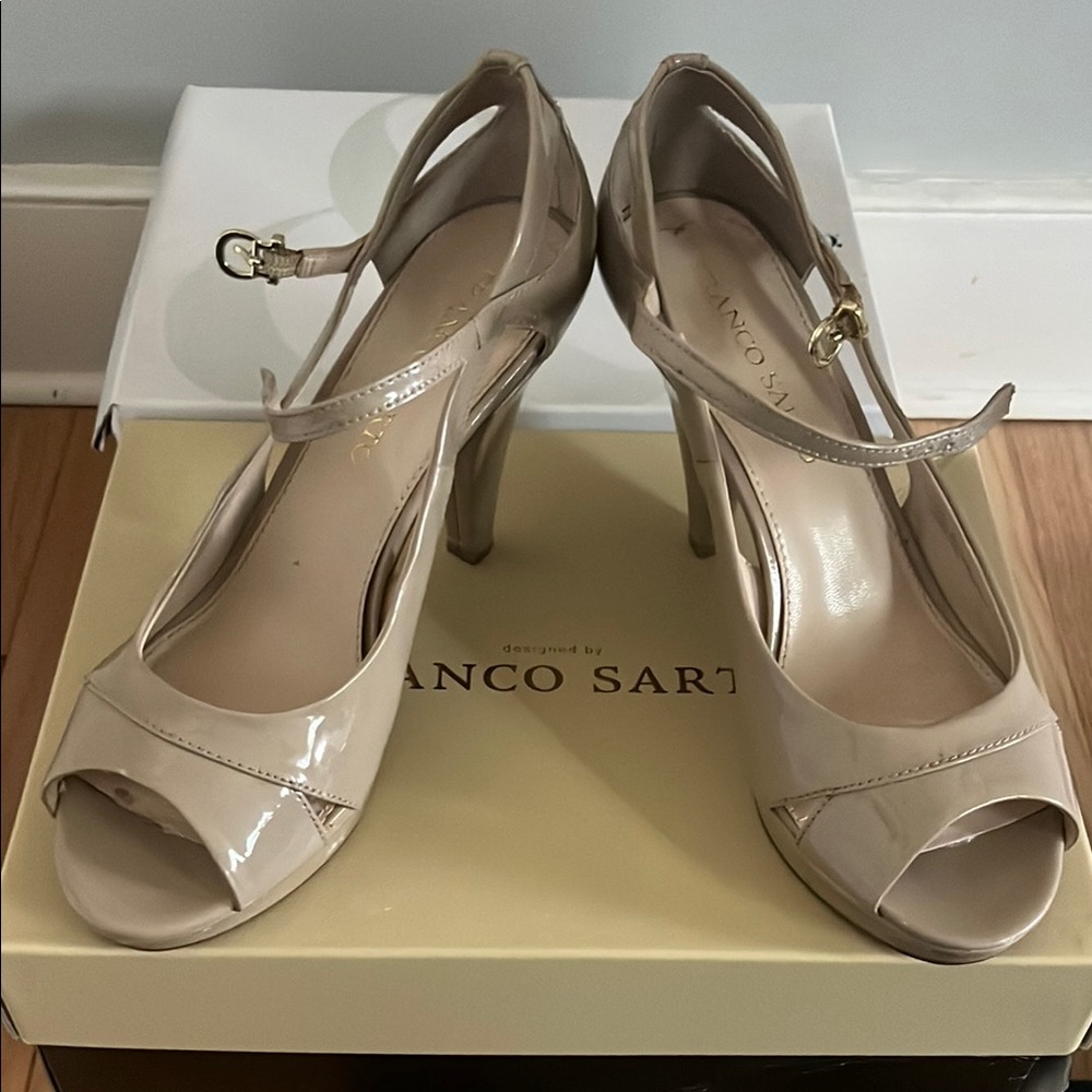 Franco Sarto Women's Cream Peep-Toe Heels